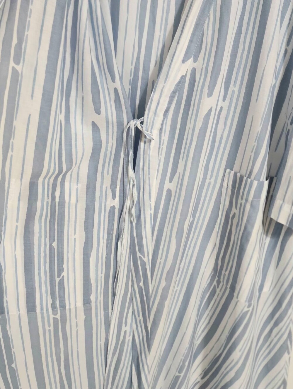 John Robshaw 100% Cotton Robe Size L/XL Bluish-gray & White Stripe Pockets Comfy - Picture 5 of 9